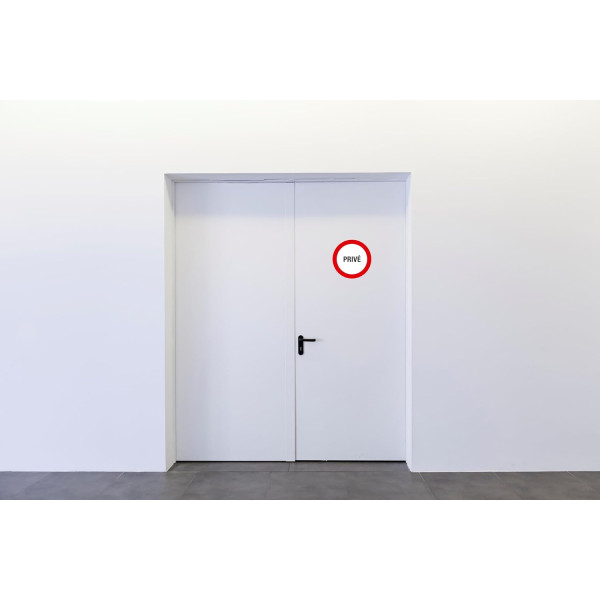 Panneau - Privé - 30cm diamètre - Rouge/blanc - PVC - Signalétique