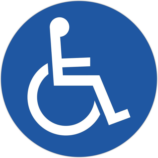 photo-Panneau - Place réservé handicapé - 30cm diamètre - Bleu/blanc - PVC - Signalétique
