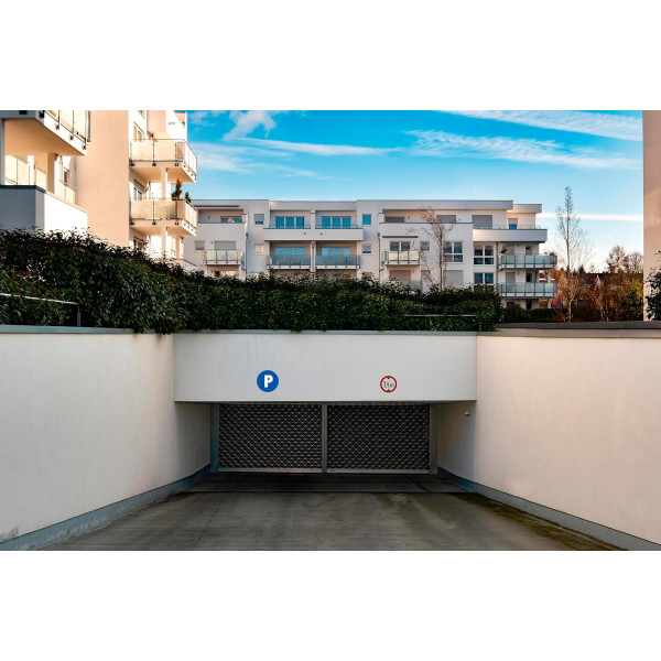 Panneau - Parking privé - 30cm diamètre - Bleu/blanc - PVC - Signalétique