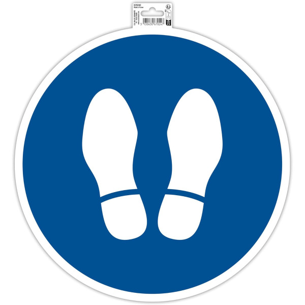 photo-Panneau adhésif - Obligation d'arrêt - 35cm diamètre - Bleu/blanc - PVC - Signalétique
