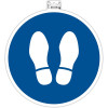 photo-Panneau adhésif - Obligation d'arrêt - 35cm diamètre - Bleu/blanc - PVC - Signalétique