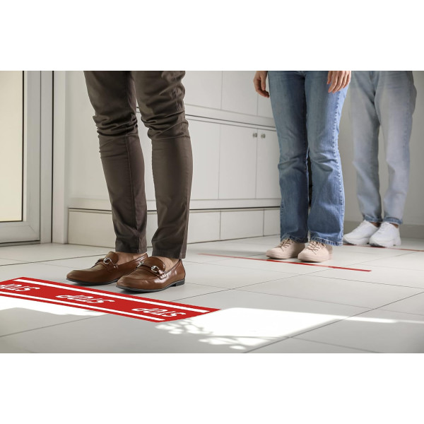 Panneau adhésif - STOP - 1m longueur - Rouge/blanc - PVC - Signalétique