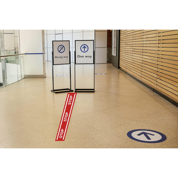 Panneau adhésif - STOP - 1m longueur - Rouge/blanc - PVC - Signalétique