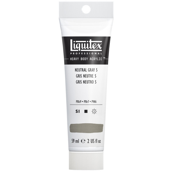 photo-Peinture acrylique - Gris neutre 5 - 599 - Liquitex - Heavy Body - Tube 59ml
