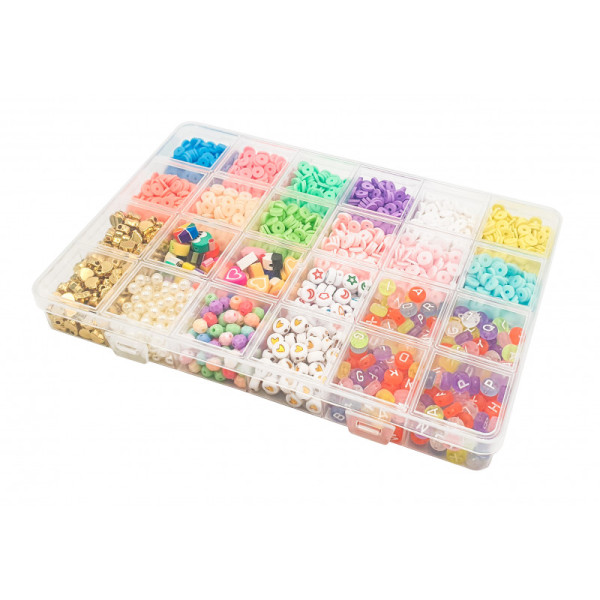 photo-Perles - Heishi - Polymère - Assortiment formes et couleurs - Boîte de 190g - Bijoux