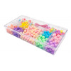 photo-Perles - Rondes - Fantaisie - Couleurs pastel + fil élastique - Boîte de 200 - Bijoux