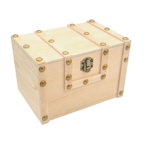 photo-Coffre de pirate - Bois - Petit modèle - 15x10x15,5cm - A décorer et personnaliser