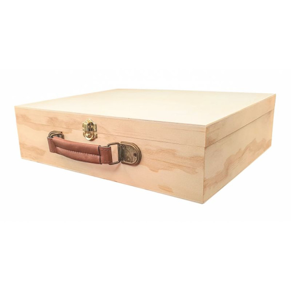 photo-Valisette - Bois - 33x9x27cm - Avec anse imitation cuir - A décorer et personnaliser
