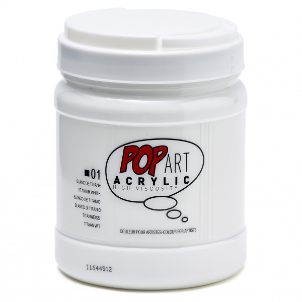 photo-Peinture acrylique - Blanc primaire - Mate-satinée - Pot 700ml - Pébéo Pop Art