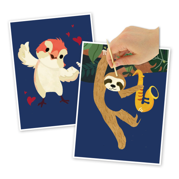 photo-Cartes à gratter - Animaux musiciens - Loisirs créatifs - Enfant - Dès 4 ans