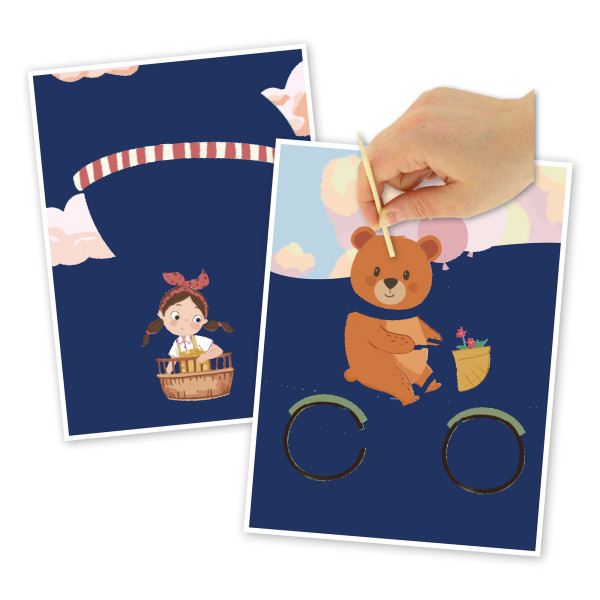 photo-Cartes à gratter - Petite fille et ourson - Loisirs créatifs - Enfant - Dès 4 ans