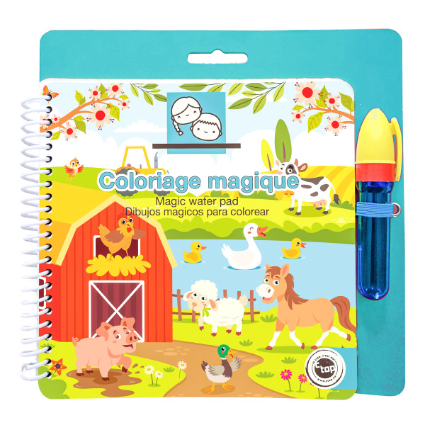 photo-Carnet de coloriage magique - La ferme - 16x16cm - Enfant - Dès 3 ans