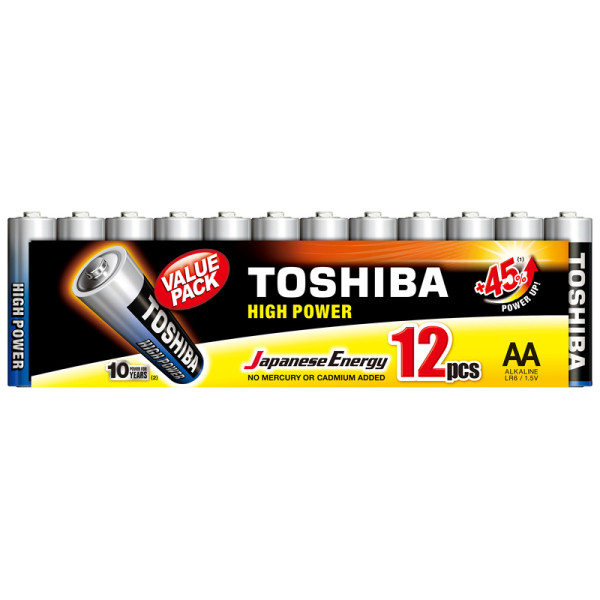 photo-Piles - AA - LR6 - Alkaline - 1.5V - Lot de 12 piles - Toshiba - Batterie