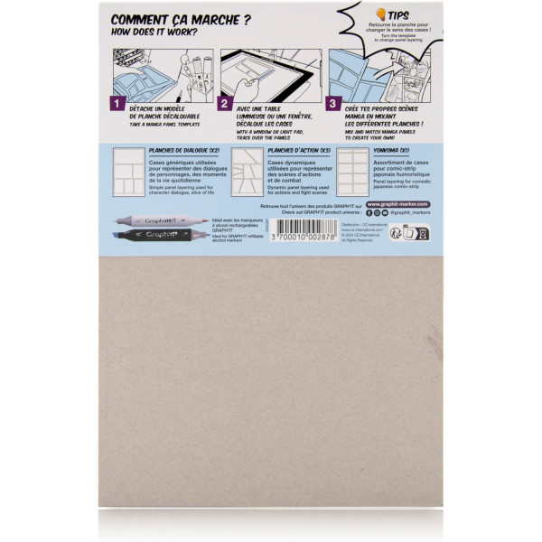 Bloc - Dessin - Manga - A5 - Spécial marqueurs - 300g - 25 feuilles - 6 planches calques incluses
