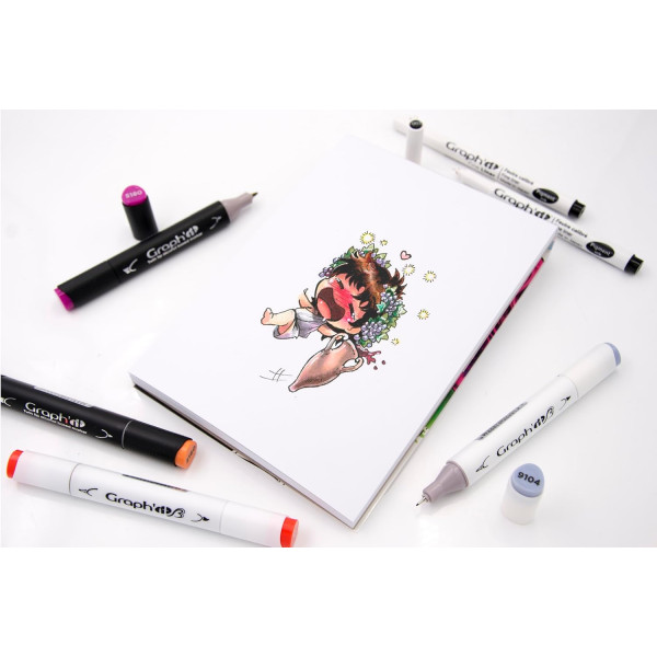 Bloc - Dessin - Manga - A5 - Spécial marqueurs - 300g - 25 feuilles - 6 planches calques incluses