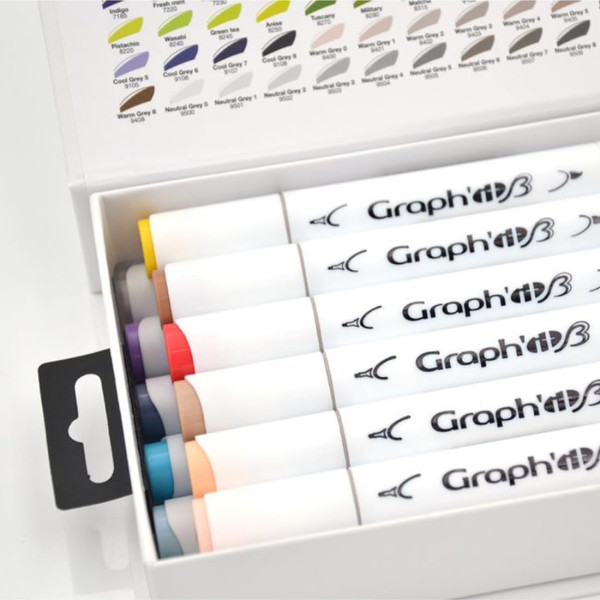 Marqueurs - Feutres à alcool - Double pointe extra fine - Graph'it Brush - 12 couleurs