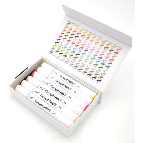 Marqueurs - Feutres à alcool - Double pointe extra fine - Graph'it Brush - 12 couleurs