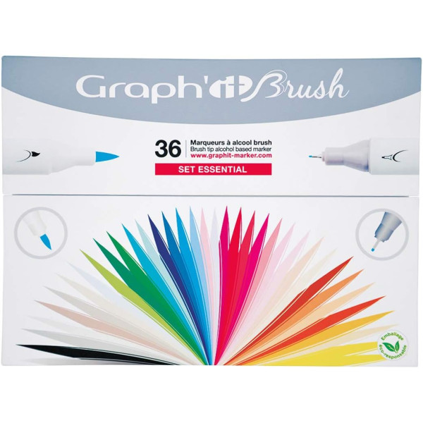 photo-Marqueurs - Feutres à alcool - Double pointe - Graph'it - Coffret de 36 couleurs