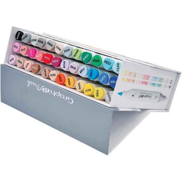 Marqueurs - Feutres à alcool - Double pointe - Graph'it - Coffret de 36 couleurs