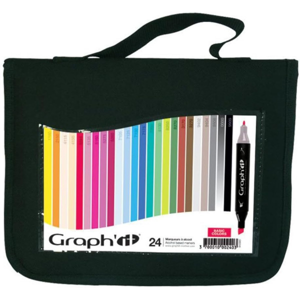 photo-Marqueurs - Feutres à alcool - Double pointe - Graph'it - Trousse de 24 couleurs