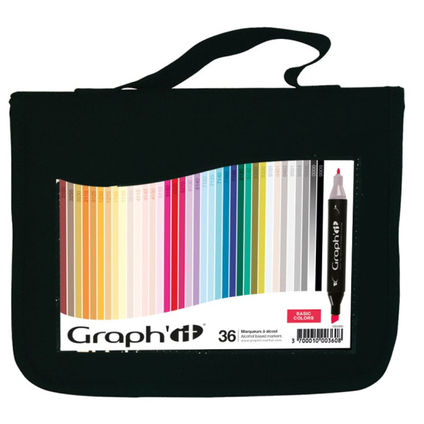 photo-Marqueurs - Feutres à alcool - Double pointe - Graph'it - Trousse de 36 couleurs