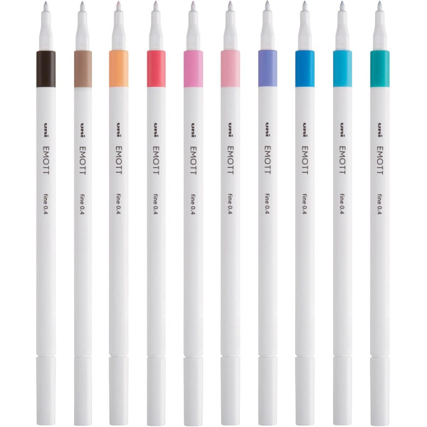 Feutres - Dessin - Ecriture - Coloriage - 10 couleurs pastel - Pointe fine - EMOTT