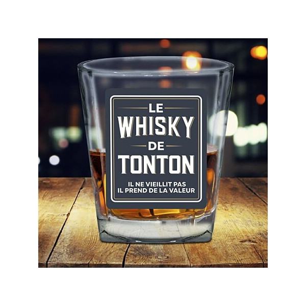 Verre à whisky - Le Whisky de Tonton - Cadeau - Anniversaire - 9x8cm