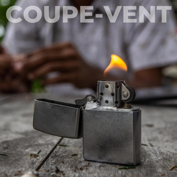 Briquet - Métal - A essence - Rechargeable - 6x4x2cm - Coupe-vent - Champ