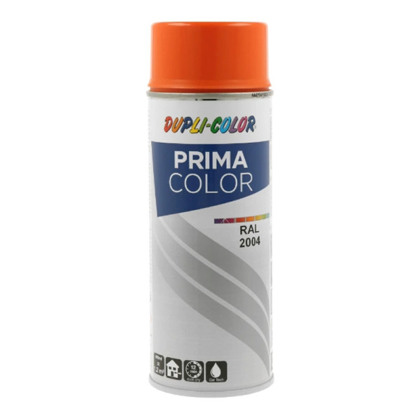 photo-Bombe de peinture acrylique - Orange pure - RAL 2004 - Brillant - Tous supports - Prima Color - 400ml