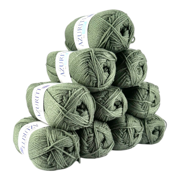 photo-Pelotes - Kaki clair - 100% Acrylique - 50g/140m - Lot de 10 pelotes - Azurite