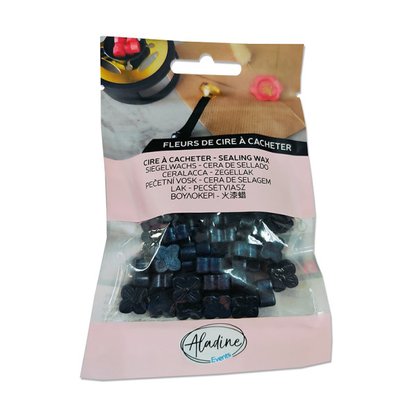 photo-Cire à cacheter - Bleu noir nacré - Fleur de cire - Carterie - Loisirs créatifs - Aladine