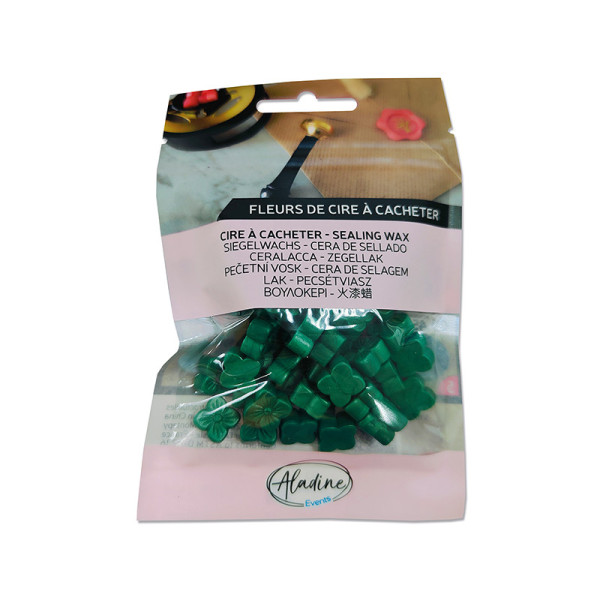photo-Cire à cacheter - Vert émeraude nacré - Fleur de cire - Carterie - Loisirs créatifs - Aladine