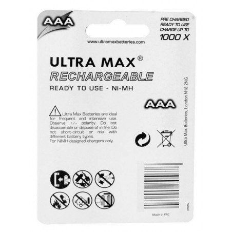 PILES RECHARGEABLES LR03 X4 - ULTRA MAX | Surdiscount