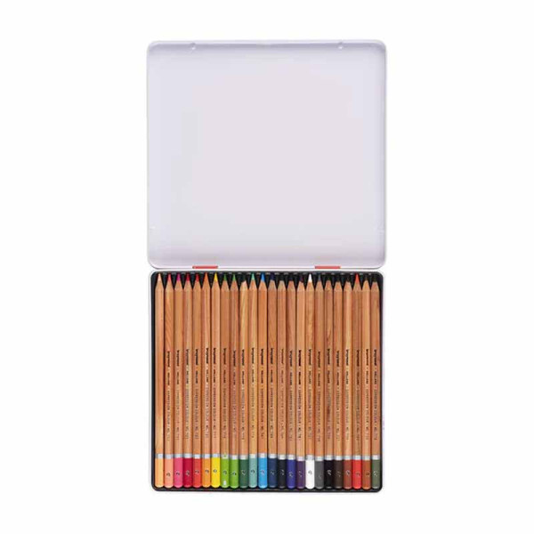 Crayons de couleur - 24 teintes - Mine épaisse - Boîte métal - Bruynzeel