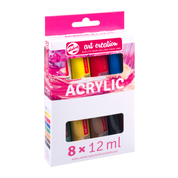 Peinture acrylique - 8 tubes - 12 ml - Assortiment couleurs - Art Creation