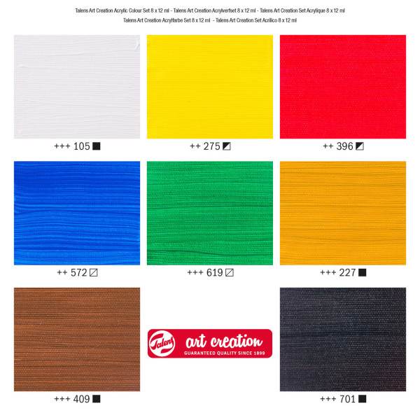 Peinture acrylique - 8 tubes - 12 ml - Assortiment couleurs - Art Creation