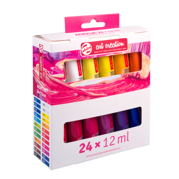 Peinture acrylique - 24 tubes de 12 ml - Art creation - Couleurs assorties