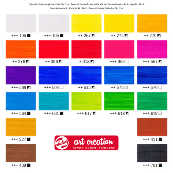 Peinture acrylique - 24 tubes de 12 ml - Art creation - Couleurs assorties