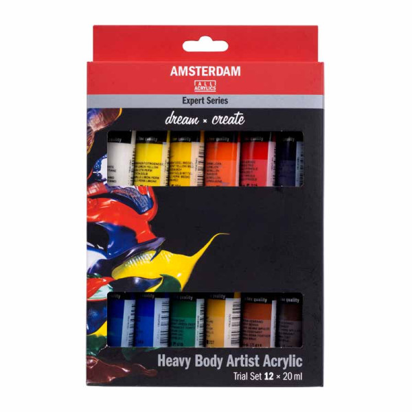 photo-Peinture acrylique - 12 couleurs - Tubes 20ml - Amsterdan Expert Series