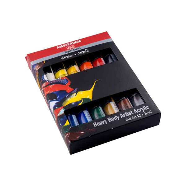Peinture acrylique - 12 couleurs - Tubes 20ml - Amsterdan Expert Series