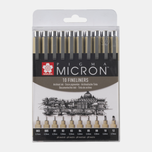 photo-Feutres - Noir - Assortiment 10 pointes - Sakura - Pigma Micron - Dessin - Illustration