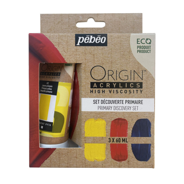 photo-Peinture acrylique - Coffret 3 couleurs - Tubes 60ml - Haute viscosité - Pébéo - Origin acrylics