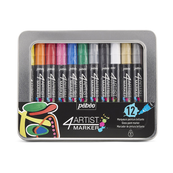 photo-Marqueurs - Indélébile - Permanent - 12 couleurs - Coffret - Pébéo - 4Artist marker