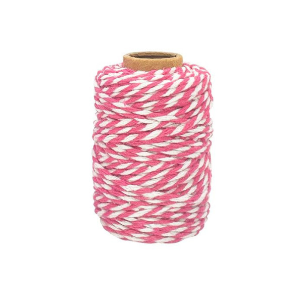 photo-Ficelle - Coton - Rose foncé/Blanc - 25m - Loisirs créatifs - Bijoux - CTOP
