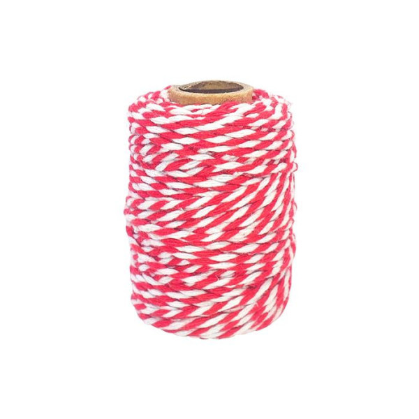 photo-Ficelle - Coton - Rouge/Blanc - 25m - Loisirs créatifs - Bijoux - CTOP