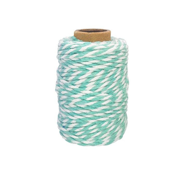 photo-Ficelle - Coton - Turquoise/Blanc - 25m - Loisirs créatifs - Bijoux - CTOP