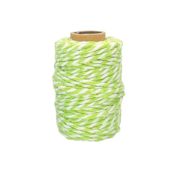 photo-Ficelle - Coton - Vert clair/Blanc - 25m - Loisirs créatifs - Bijoux - CTOP