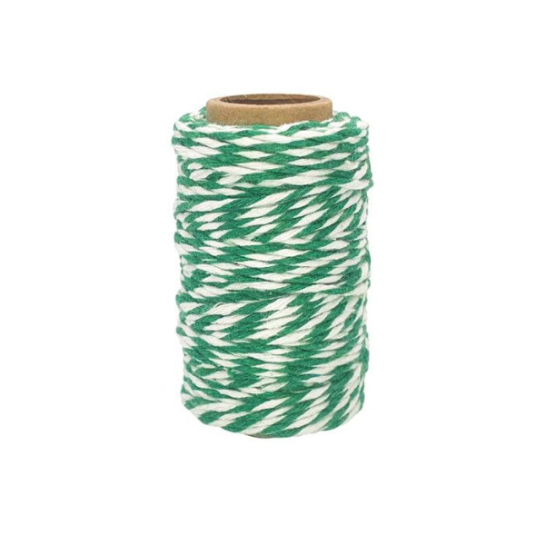 photo-Ficelle - Coton - Vert foncé/Blanc - 25m - Loisirs créatifs - Bijoux - CTOP