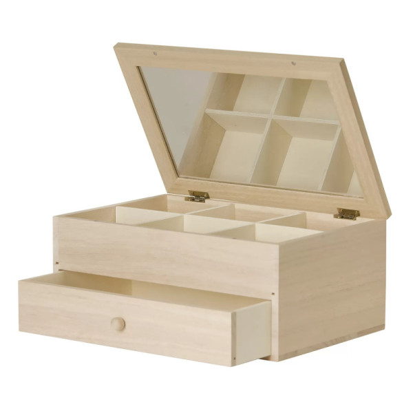 photo-Coiffeuse - Bois - 6 compartiments - 11,5x26x17,5cm - A décorer - Loisirs créatifs