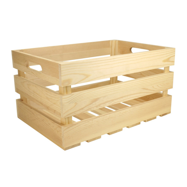 photo-Cagette - Bois naturel - 38x26x20cm - A décorer et personnaliser - Loisirs créatifs